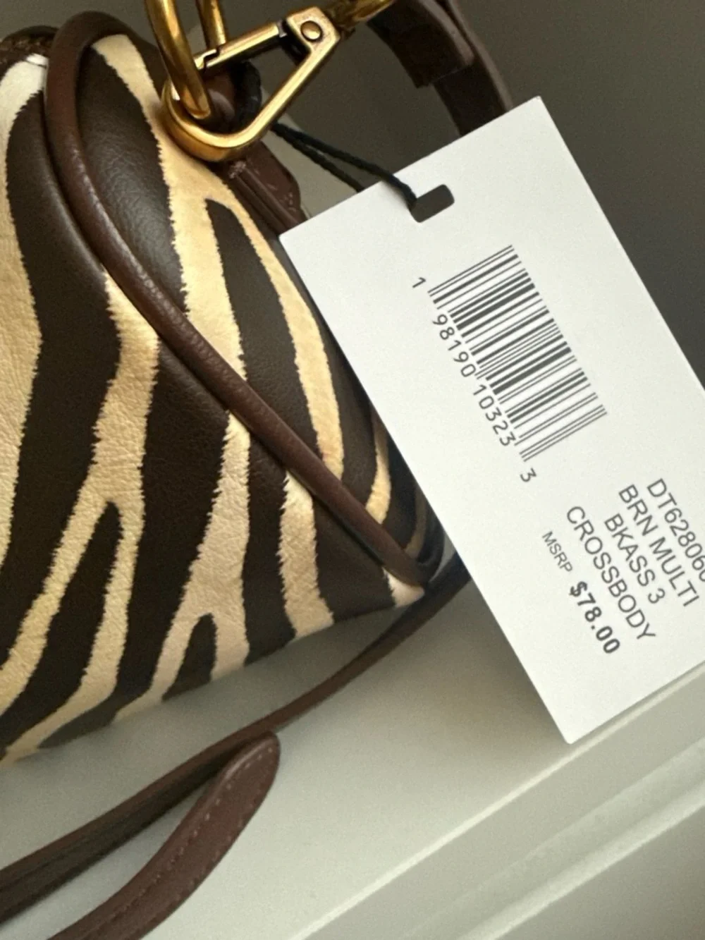 Steve Madden Zebra Print Bag Y2K Shoulder Bag Brown Animal Print Crossbody NWT
